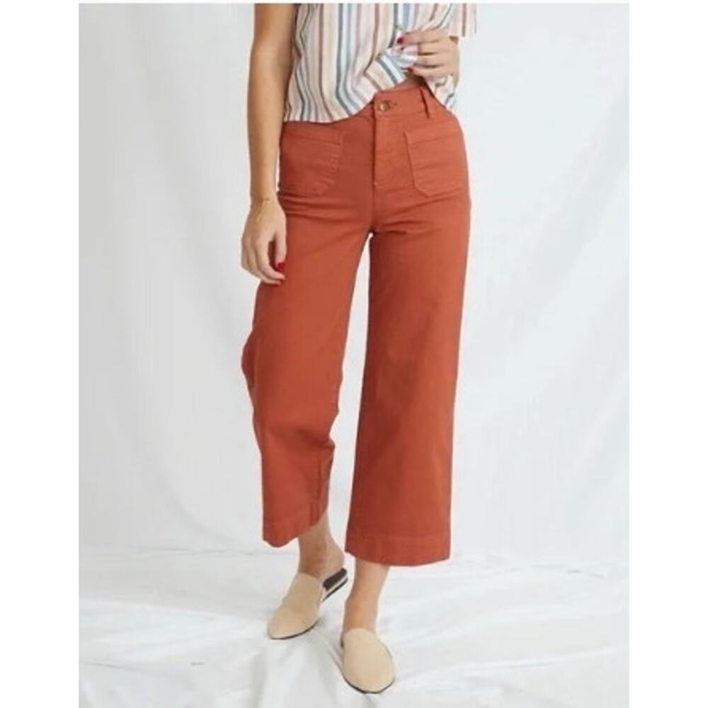 Marine Layer Wide Leg Bridget Crop Pants In Baked Apple Orange‎ Size 2